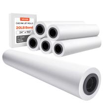 Papel plotter VEVOR 24 x 150 pés 6 rolos 20 libras Bond White não revestido