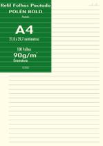 Papel Polen A4 Bold 90G Pautado 100 Folhas 21X29,7Cm A4