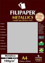 Papel Prata Metálico A4 210X297Mm 180Gm² 15 Folhas - Filipaper