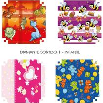Papel Presente 60X96CM Couchê Linha Diamante Infantil - 4 Modelos - Pacote com 40 Unidades