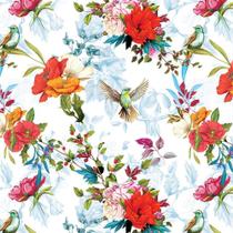 Papel Presente Bobina Couche 60CM. MOD.222 Flores e Passaro