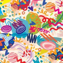 Papel Presente Bobina Couchê 60CM MOD.333 Rabiscos Coloridos 100M Papel Presente Bobina Couchê 60CM MOD.333 Rabiscos Coloridos 100M