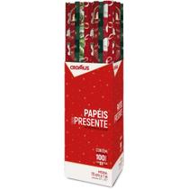 Papel Presente Natal 70X100CM - 9 Modelos Sortidos Display com 100 Folhas