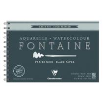 Papel Preto Aquarela Fontaine Textura Fina 12x18cm 300g - Clairefontaine
