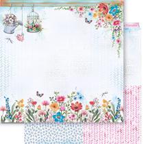 Papel Scrapbook Dupla Face Gaiola e Flores Sd-1249 30,5x30,5cm Litoarte
