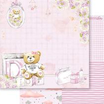 Papel Scrapbook Dupla Face Menina Urso Rosa Kit 5 Un. Sd-1291 30,5x30,5cm Litoarte