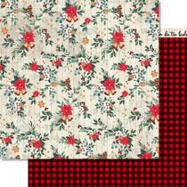 Papel Scrapbook Dupla Face Natal Poinssettia e Xadrez Sdn-147 30,5x30,5cm Litoarte