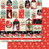 Papel Scrapbook Dupla Face Tags Natal e Flocos de Neve Sdn-148 30,5x30,5cm Litoarte