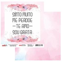 Papel Scrapbook Opacard Frase 5 Sinto Muito 15x15 2783 Kit 5 Un. Opa