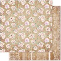 Papel Scrapbook Sd-1123 Dupla Face Rosas E Rendas 30,5x30,5cm Litoarte