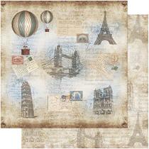 Papel Scrapbook SD-761 30,5x30,5cm Balão Paris Vintage Litoarte