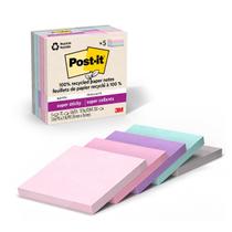 Papel Sticky Notes Post-it 100% reciclado, 3 x 3 polegadas, 5 blocos