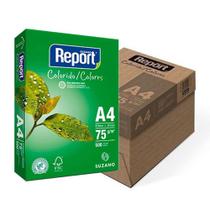 Papel Sulfite A-4 75G Report Verde 500 Folhas Caixa com 5 Pacotes