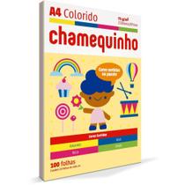 Papel Sulfite A4 Colorido Chamequinho 75G 4 Cores - Pacote com 100 Folhas