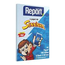 Papel Sulfite Azul Report do Senninha 210x297mm A4 C/100 Folhas 75g