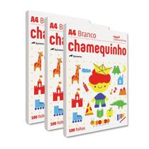 Papel sulfite Branco A4 75g 210mm x 297mm Chamequinho pacotes com 100 folhas Papel sulfite Branco A4 75g 210mm x 297mm Chamequinho pacotes com 100 folhas