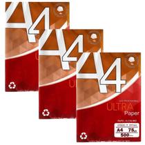 Papel sulfite branco A4 75g 210mm x 297mm Ultra Paper kit com 1500 folhas, ideal para fotocópias, laser e jato de tinta.