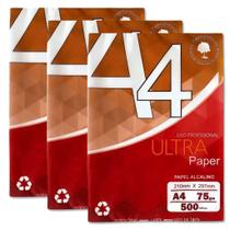Papel sulfite Branco A4 75g 210mm x 297mm Ultra Paper pacotes com 500 folhas