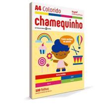 Papel Sulfite Chamequinho A4 75g com 4 Cores (Amarelo, Azul, Rosa e Verde)