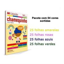 Papel Sulfite Chamequinho Colorido 4 Cores 100 Folhas A4 75g