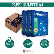 Papel Sulfite Report 75g Premium Com 1500 Folhas - 3 Pacotes
