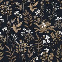 Papel tapiz autoadhesivo floral negro Abyssaly, 45x300 cm