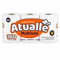 Papel Toalha Atuallle Multiuso 3 Rolos 360 Folhas Absorvente e Resistente
