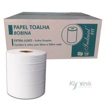 Papel toalha bobina 100% celulose 20cm x 200m - 6 rolos indaial fit