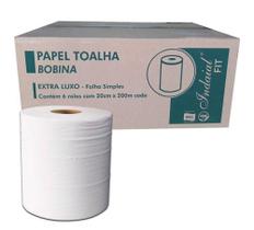 Papel toalha bobina 100% celulose 20cm x 200m - 6 rolos indaial fit