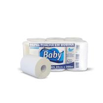 Papel Toalha Bobina 100% celulose Baby com 6 rolos de 200 metros