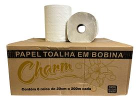Papel Toalha Bobina 100% Celulose Virgem Cxa C/6 200m Charm