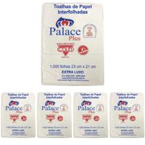 Papel Toalha F Simples Interfolha Extra Luxo 23cmx21cm 1000f -Palace Plus Papier- Kit com 05 pacotes