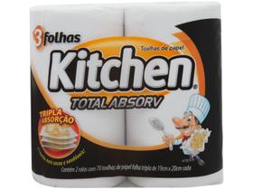 Papel Toalha Folha Tripla Kitchen Total Absorv - 2 Unidades