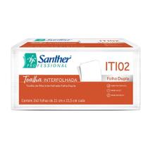 Papel toalha interfolha 2 dobras folha dupla 100% celulose ITI02 22x21,6 c/240 fls - Santher Papel toalha interfolha 2 dobras folha dupla 100% celulose ITI02 22x21,6 c/240 fls - Santher
