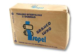 papel toalha interfolha branco luxo isapel 2 dobras 6000 folhas 22cm x 21 cm