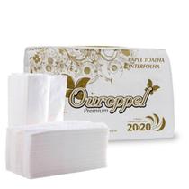 Papel toalha interfolha branco luxo premium 20x20 ouropel 6000 unidades