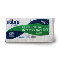 Papel toalha interfolha c/1000fls 20x20cm 2D (celulose virgem) Slim - Nobre