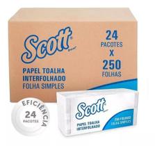 Papel Toalha Interfolha SCOTT c/250 Folha Simples 24 pacote Papel Toalha Interfolha SCOTT c/250 Folha Simples 24 pacote