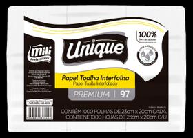 Papel toalha interfolha unique premium 30g 1000fls 23x20cm mili