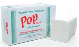 Papel toalha interfolhado 100% celulose pop com 1000 folhas mellior 20cm x 20,5cm