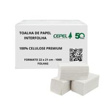 Papel Toalha Interfolhado 100 Celulose Premium c/1000 Unidades