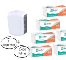 Papel Toalha Interfolhado Folha Dupla Santher com 2400 Folhas + Dispenser - Trilha Ipaper