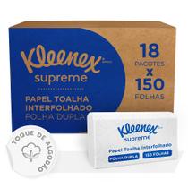 Papel Toalha Interfolhado Kleenex Supreme Folha Dupla 150 Folhas - Caixa Com 18 Pacotes = 2700 Folhas