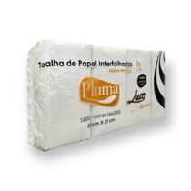 Papel toalha interfolhado luxo 100% celulose Pluma c/1000 de 20x21cm
