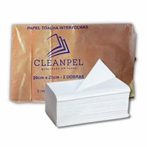 Papel Toalha Interfolhado para mãos 20x21 100% Celulose 2 dobras Cleanpel 500g - 500 Folhas