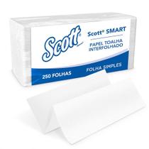 Papel Toalha Interfolhado Scott Smart Folha Simples com 4un de 250 Folhas
