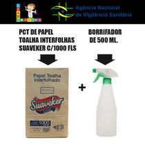 Papel Toalha Interfolhas pct com 1000 folhas mais Borrifador 500ml. Papel Toalha Interfolhas pct com 1000 folhas mais Borrifador 500ml.