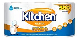 Papel Toalha Kitchen Folha Dupla 19Cm X 22Cm Jumbo C/3 Rolos