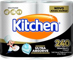 Papel toalha kitchen folha dupla pacote 2 rolos com 120 folhas