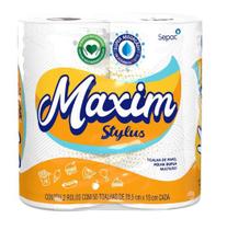 Papel Toalha MAXIM Stylus c/2 Rolos c/50 Folhas 20,5x19cm